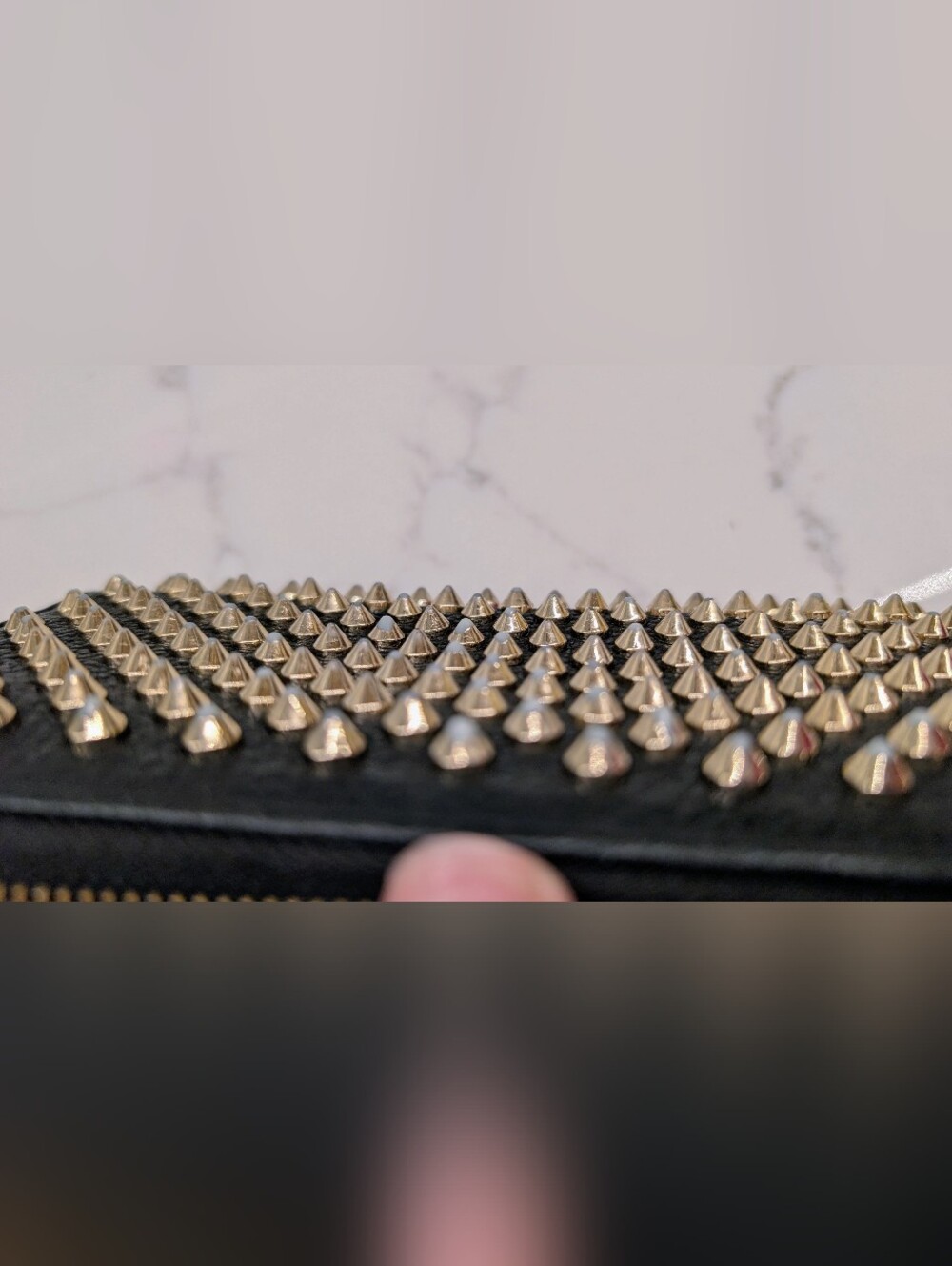 Christian Louboutin Black Leather Studded Wallet with Silver Spikes - Picture 8 of 9